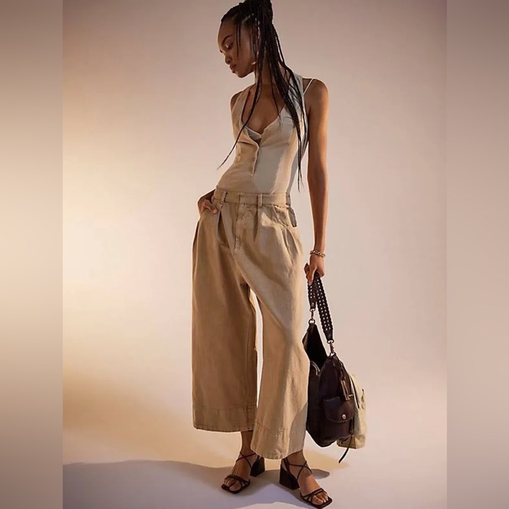 FREE PEOPLE Sweet Talk Chino Pants in Croissant Tan Size 6 - Picture 2 of 12